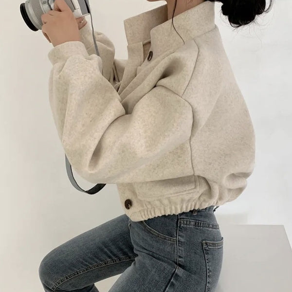 Abrigo de Lana Suelto Casual Estilo Relajado