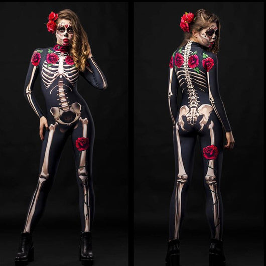 Mono Calavera Rosa con Esqueleto