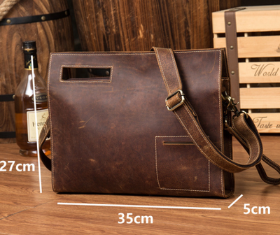 Bolso Mensajero de Cuero Crazy Horse - Elegancia Casual para Cada Día - Image 11
