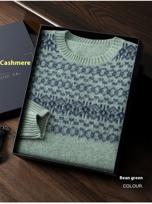 Suéter de Cachemira Jacquard para Hombre - Tejido Grueso y Cálido - Image 10