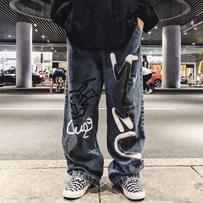 Jeans Hombre con Diseño Graffiti Anime Spray Paint - Image 10