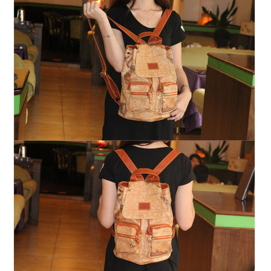Mochila Retro Aventurera con Mapa Vintage - Image 10