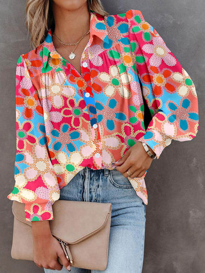 Blusa Elegante de Mangas Abullonadas Multicolor Estilo Europeo - Image 4