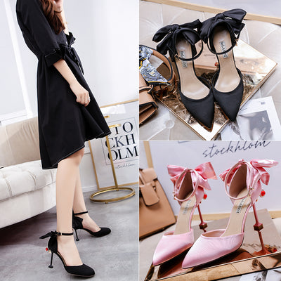 Sandalias de Tacón Alto Stiletto con Moño de Cristales para Mujer - Image 4