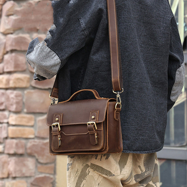 Bolso Bandolera Cuero Crazy Horse Estilo Retro Casual