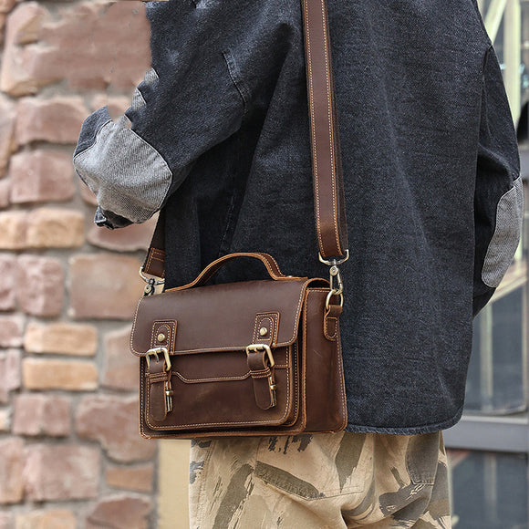Bolso Bandolera Cuero Crazy Horse Estilo Retro Casual