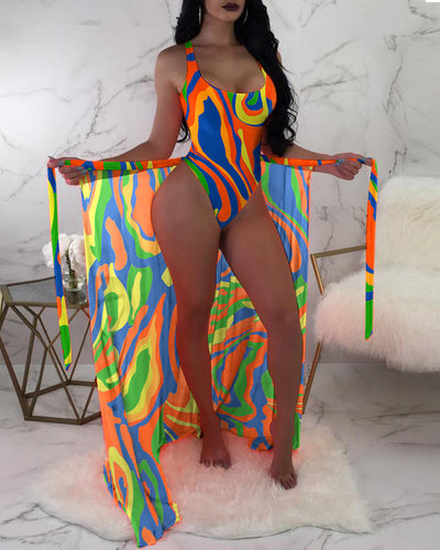Conjunto de Baño Tres Piezas con Malla y Contraste de Colores - Image 7