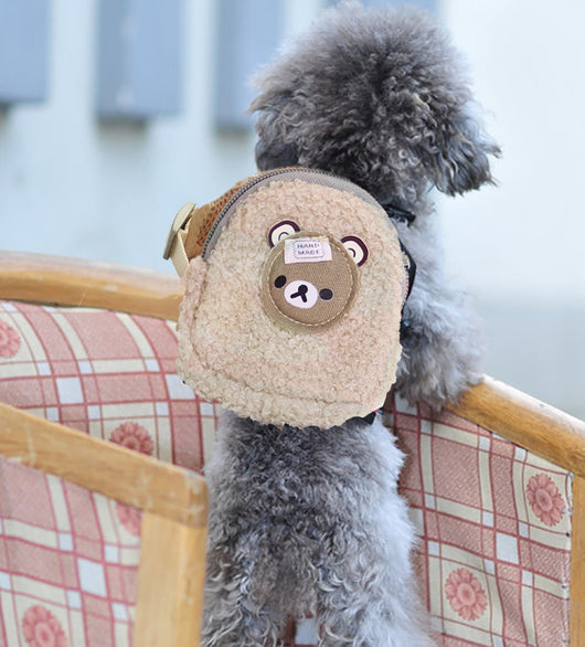 Mochila de Mascotas Fleece con Arnés Pecho y Cuerda de Tracción