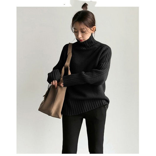 Suéter de Cuello Alto Tejido - Estilo Asiático Moderno - Image 8