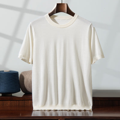 Camiseta Manga Corta Hombre Cuello Redondo Tejida Suelta Casual