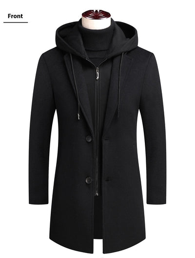 Abrigo de Lana Casual para Hombre con Gorro Desmontable - Image 25