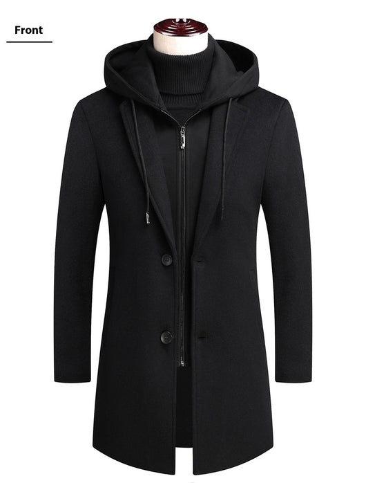 Abrigo de Lana Casual para Hombre con Gorro Desmontable - Image 25
