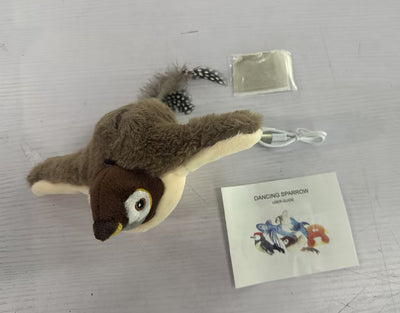 Plush woodpecker pet toy with a red crest, black and white body, speckled gray wings, and black tail feathers. - Image 11
