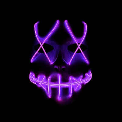 Máscara LED de Horror Halloween con Boca Rasgada y Ojos Cruzados Luminosos - Image 9