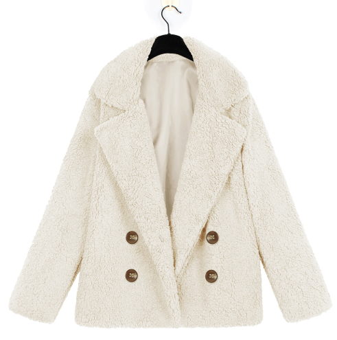 Abrigo de Mujer Otoño Invierno con Solapas de Felpa y Bolsillos - Image 3