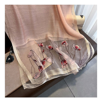 Bufanda de Seda Bordada Estilo Chino con Flores de Perla - Chal Cálido para Mujer - Image 29