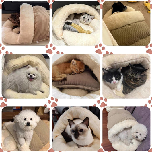 Cama Cálida para Perros y Gatos - Cueva Acogedora de Felpa Suave con Aislamiento Térmico - Image 4