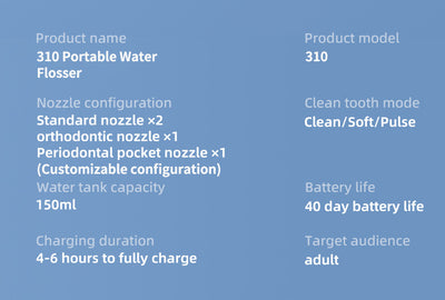 White portable electric dental water flosser with a clear nozzle and retractable water tank for oral hygiene. - Image 12