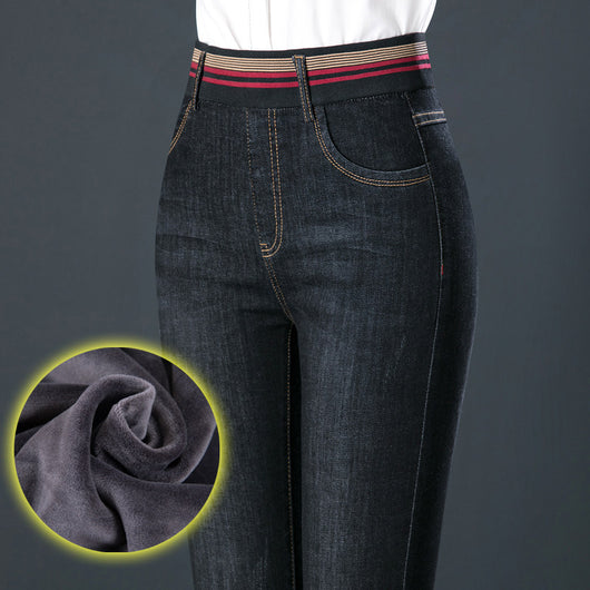 Pantalones Vaqueros Térmicos con Cintura Elástica para Otoño e Invierno - Image 15