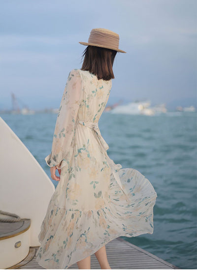 Falda Larga Floral de Diseño Retro con Temperamento Elegante - Image 3