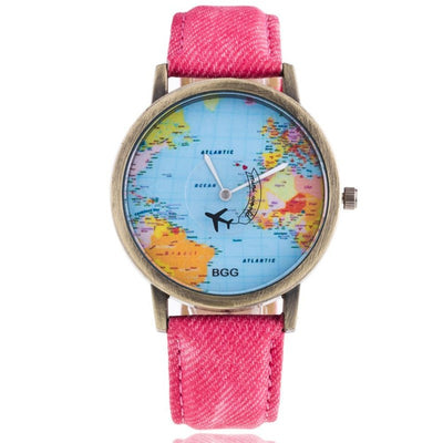 Reloj de Cuarzo con Patrón de Avión y Mapa Mundial - Image 6