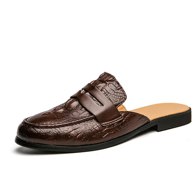 Zapatos de Cuero Semiabiertos con Patrón Cocodrilo para Hombre - Image 7