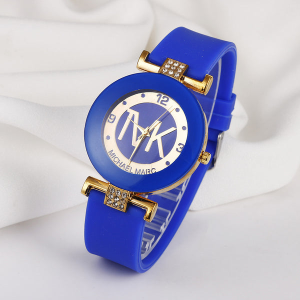 Reloj de Mujer con Correa de Silicona Diamantada y Movimiento de Cuarzo