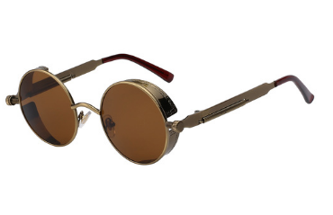 Austin Powers vintage round metal frame sunglasses with clear lenses, gold frames, and black temple tips. - Image 21