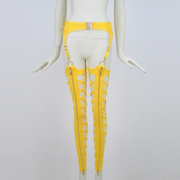 Leggings Ajustados con Cierre Frontal y Detalles Cutout para Salir