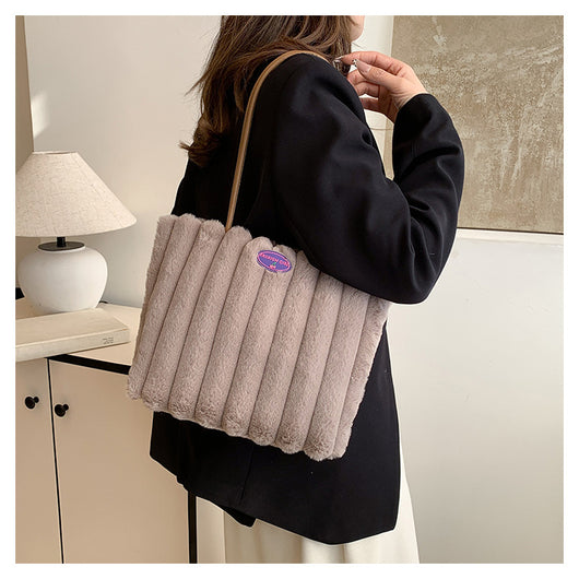 Bolso Tote Grande de Felpa para Otoño e Invierno - Image 23