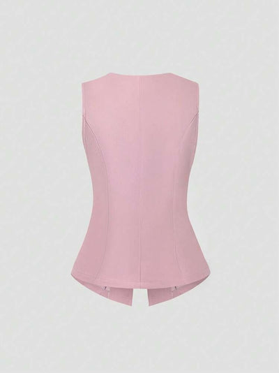 Chaleco Elegante Sin Mangas Cuello Redondo Ajustado a la Cintura - Image 14