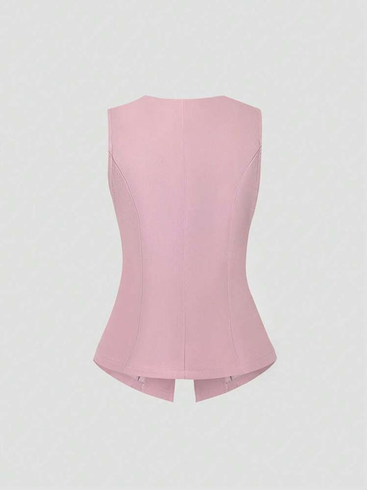 Chaleco Elegante Sin Mangas Cuello Redondo Ajustado a la Cintura - Image 14