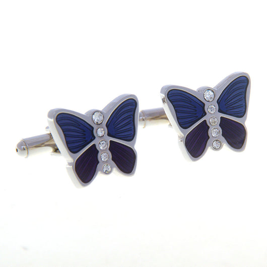 Botones de Puño Francés con Mariposa Esmaltada y Diamantes - Image 7