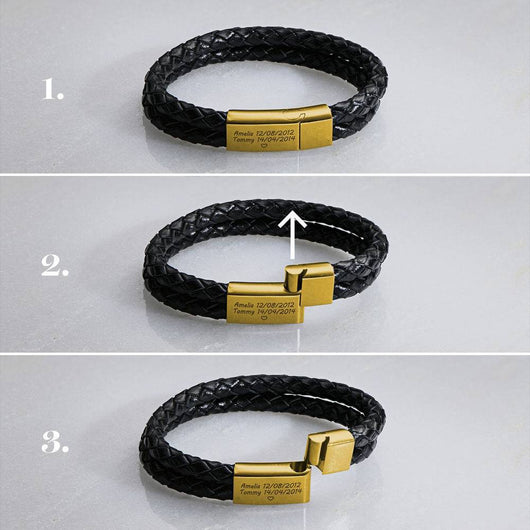 Pulsera de Cuero Genuino para Hombre con Grabado Personalizado - Image 6