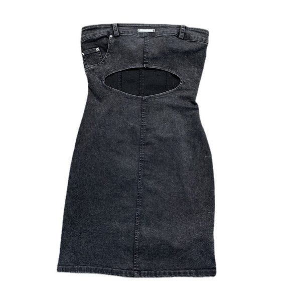 Falda Tubo Hueca Denim Gris Negro - Vestido Tirante Mujer Verano