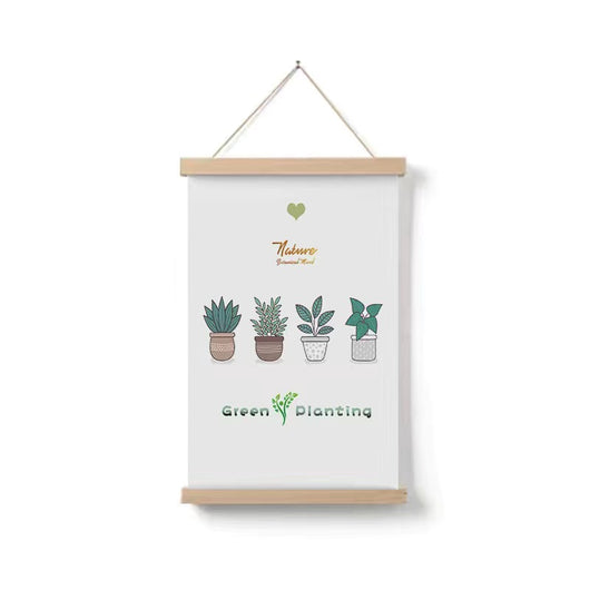 Cuadro Decorativo Plantas Verdes Diseño Infantil en Madera Maciza - Image 11