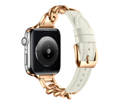 Correa Apple Watch Cuero y Acero Inoxidable con Cadena Denim - Image 33