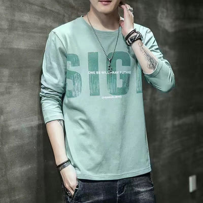 Camiseta Manga Larga Hombre Cuello Redondo Slim Fit Estilo Coreano - Image 11