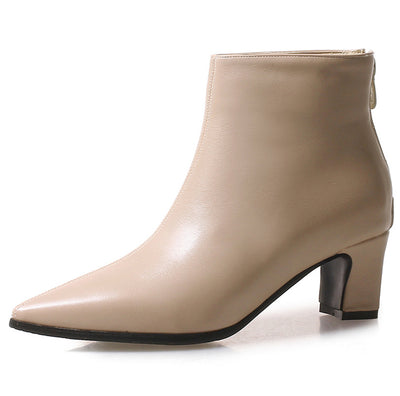 Botas Cortas de Cuero para Mujer con Tacón Grueso - Image 28