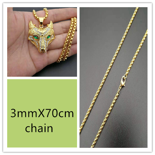 Collar Vikingo para Hombre con Dije de Cabeza de Lobo en Acero Inoxidable Dorado - Image 9