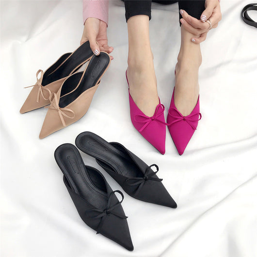 Pantuflas Stiletto Elegantes con Moño - Diseño Ejecutivo Versátil