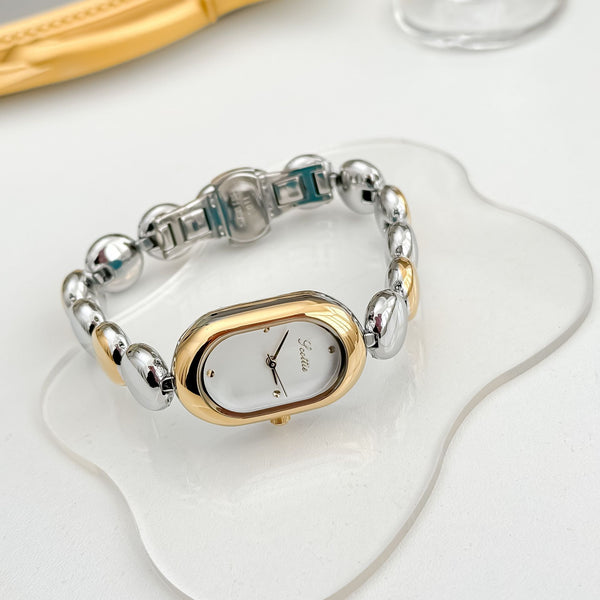 Reloj Pulsera Dorado Elegante Oval para Mujer - Image 6