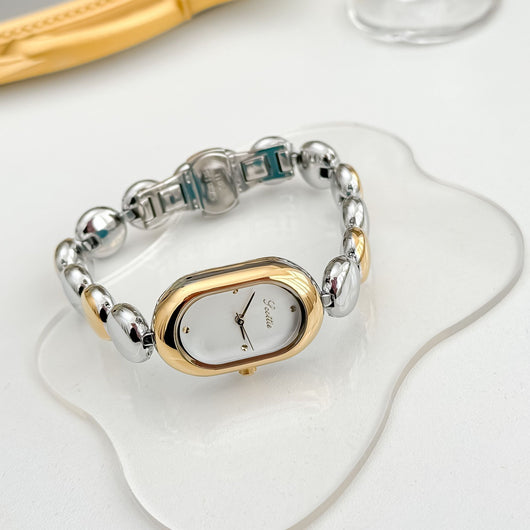 Reloj Pulsera Dorado Elegante Oval para Mujer - Image 6