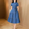 Vestido Camisero de Algodón con Falda Larga y Detalle Denim