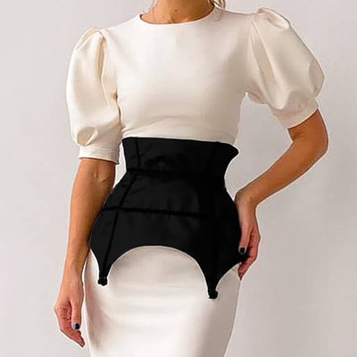 Vestido Ajustado de Cintura Alta con Mangas Abullonadas para Mujer - Image 6