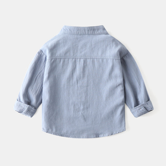 Camisa de Cuello Mao Niño Colores Sólidos - Image 2