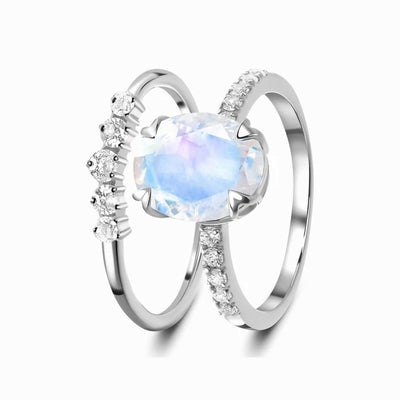 Anillo de Plata 925 con Piedra de Luna Ovalada Doble Capa para Mujer - Image 6