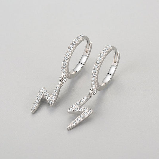 Aretes de Plata 925 Diseño Geométrico Rayo