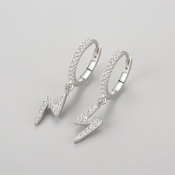 Aretes de Plata 925 Diseño Geométrico Rayo