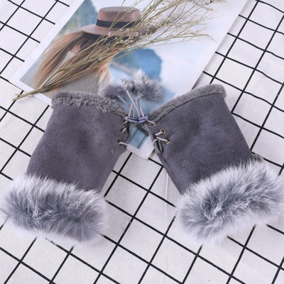 Guantes Mitones de Pelo de Conejo y Gamuza - Image 11